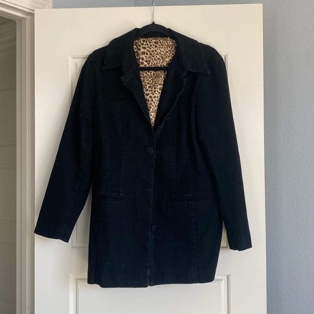 Black oversized jean jacket.